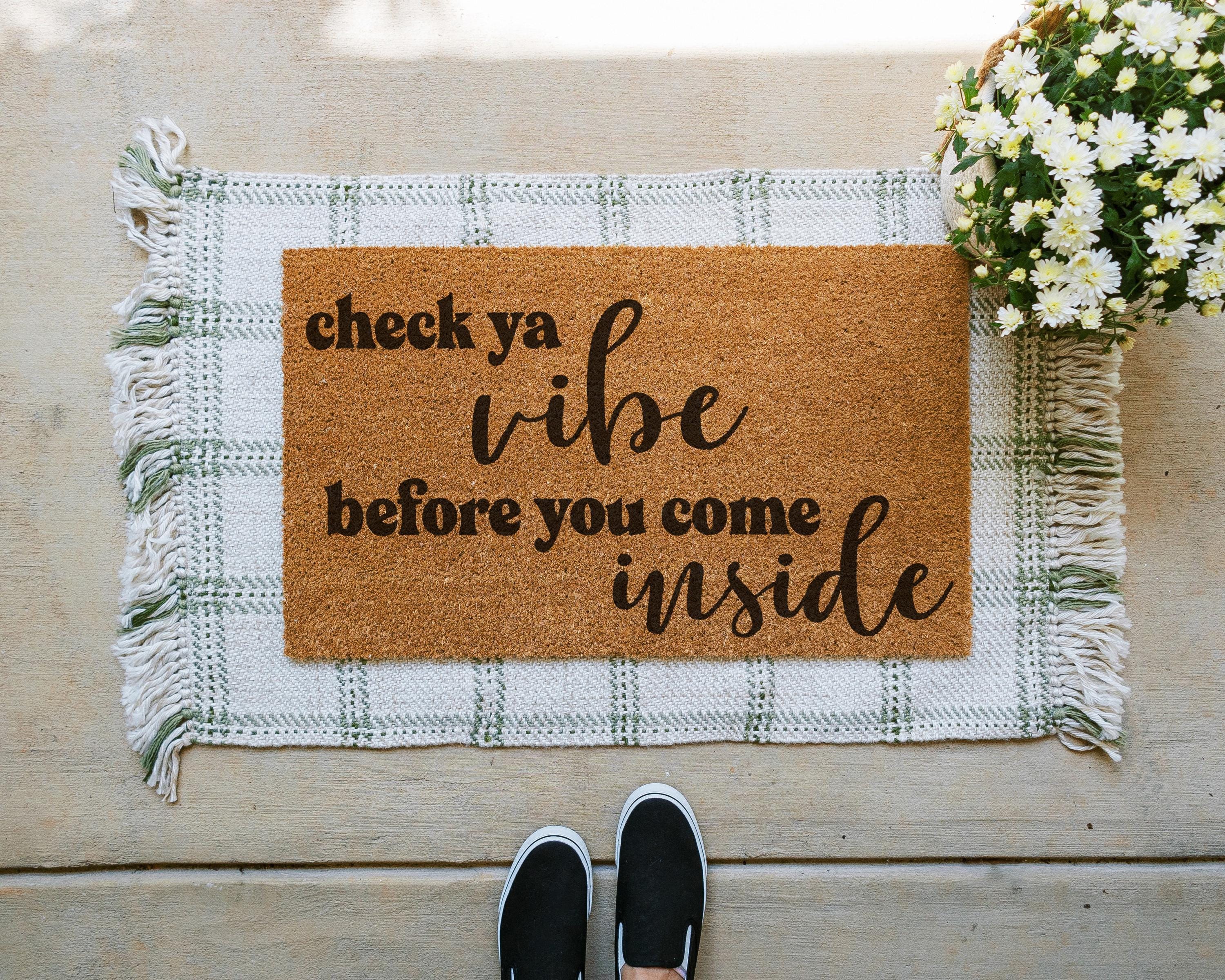 HamlinRowShop Check Ya Vibe Funny Coir Welcome Mat