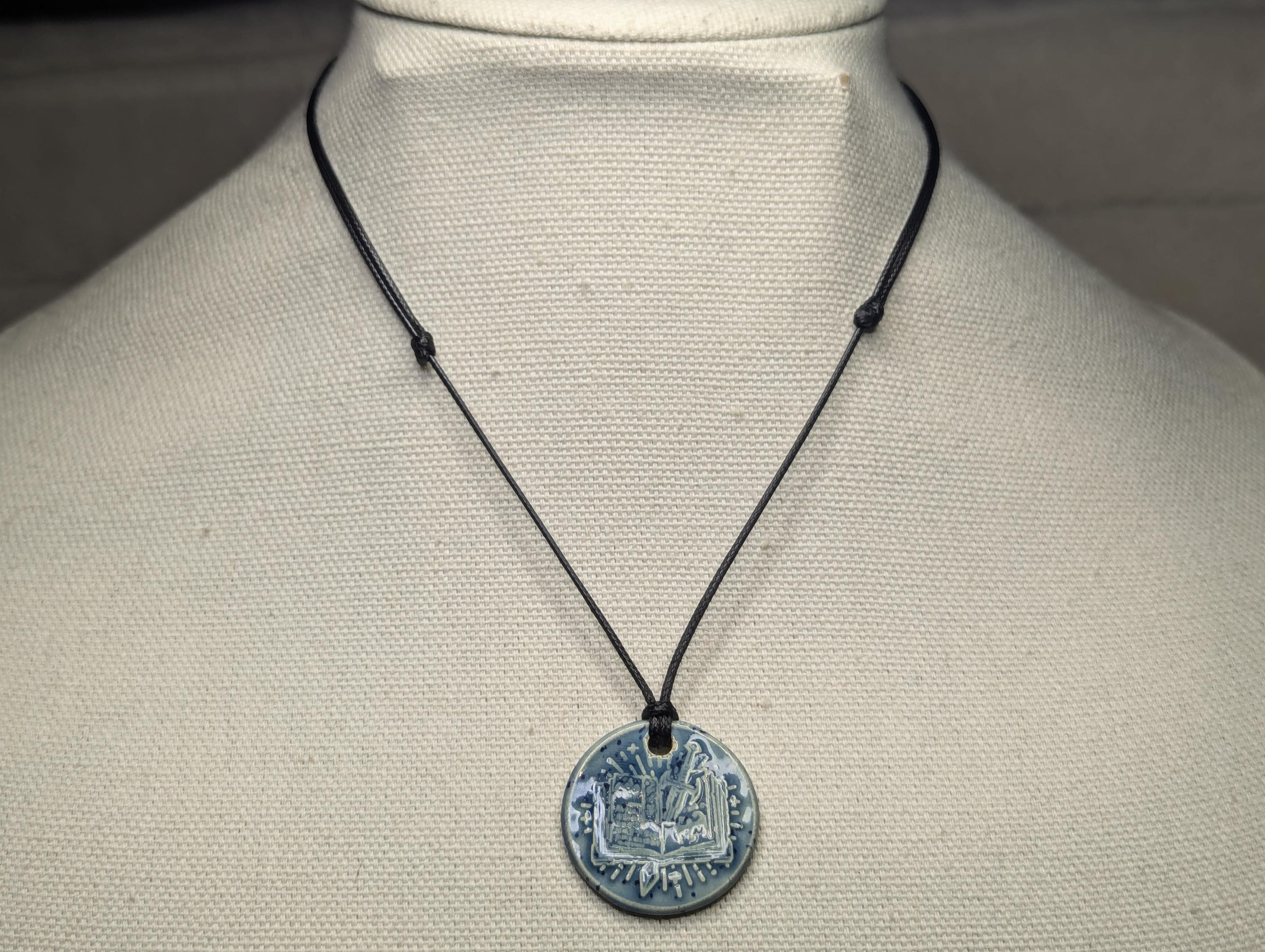 NoctemPottery Storybook Sword DND Ceramic Wax Seal Pendant Necklace Adjustable