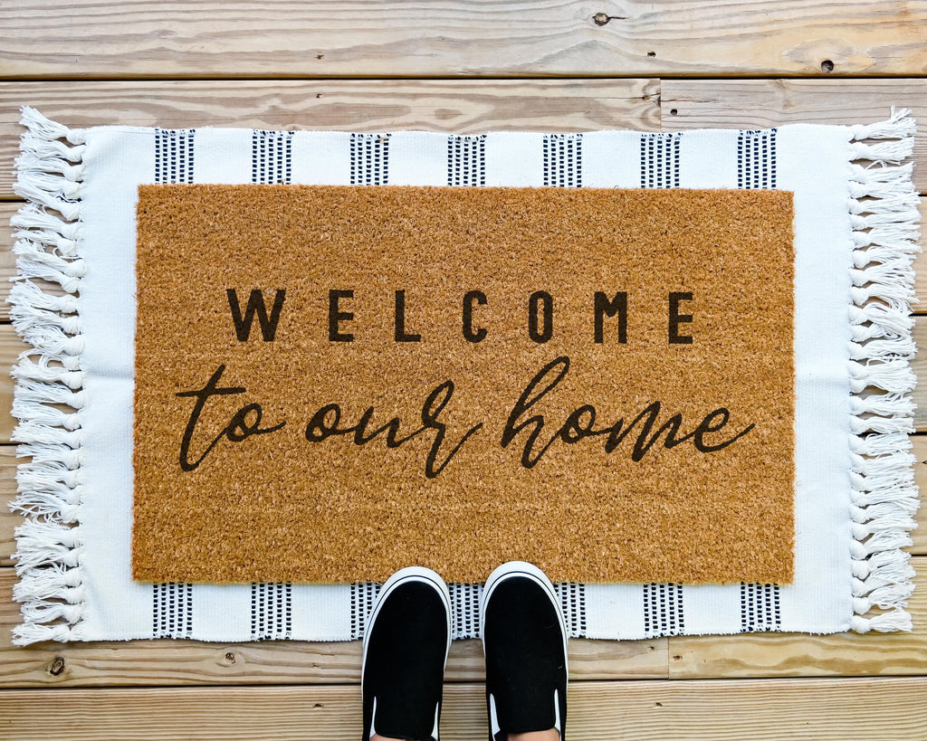 HamlinRowShop Coir Welcome Doormat - To Our Home, Front Porch Decor