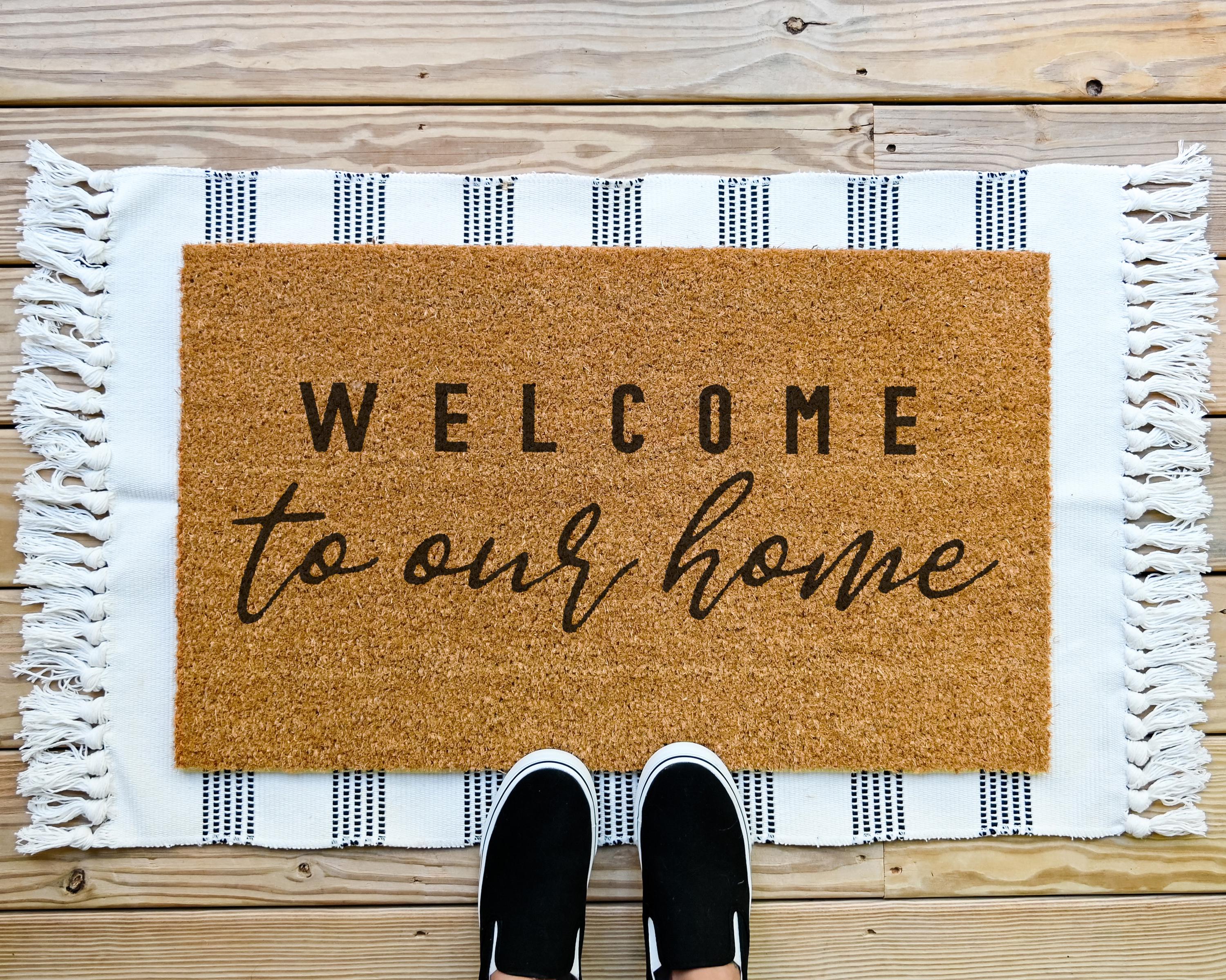 HamlinRowShop Coir Welcome Doormat - To Our Home, Front Porch Decor