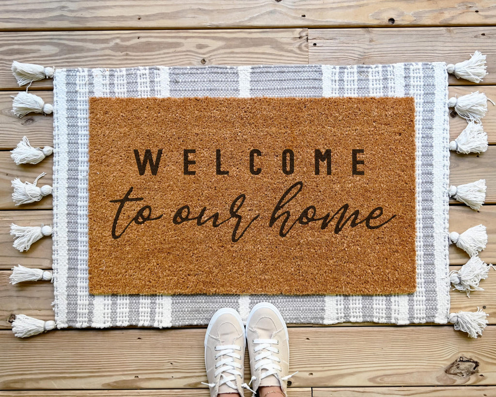 HamlinRowShop Coir Welcome Doormat - To Our Home, Front Porch Decor