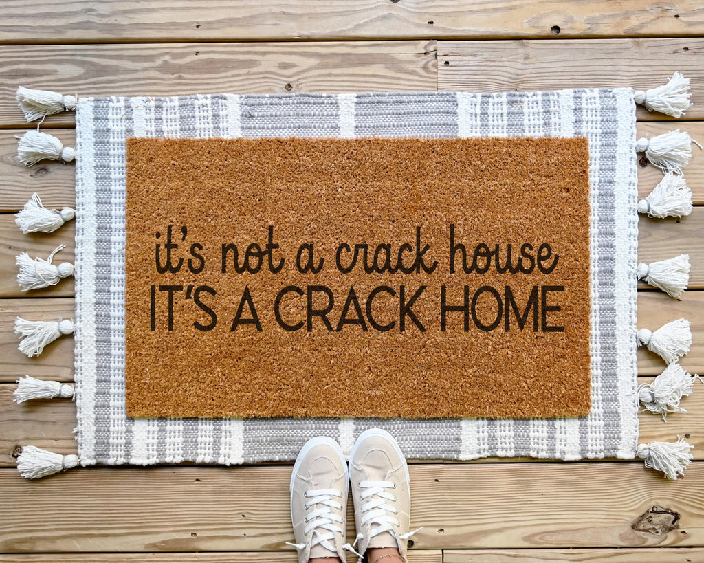 HamlinRowShop Not a Crack House Crack Home Coir Door Mat
