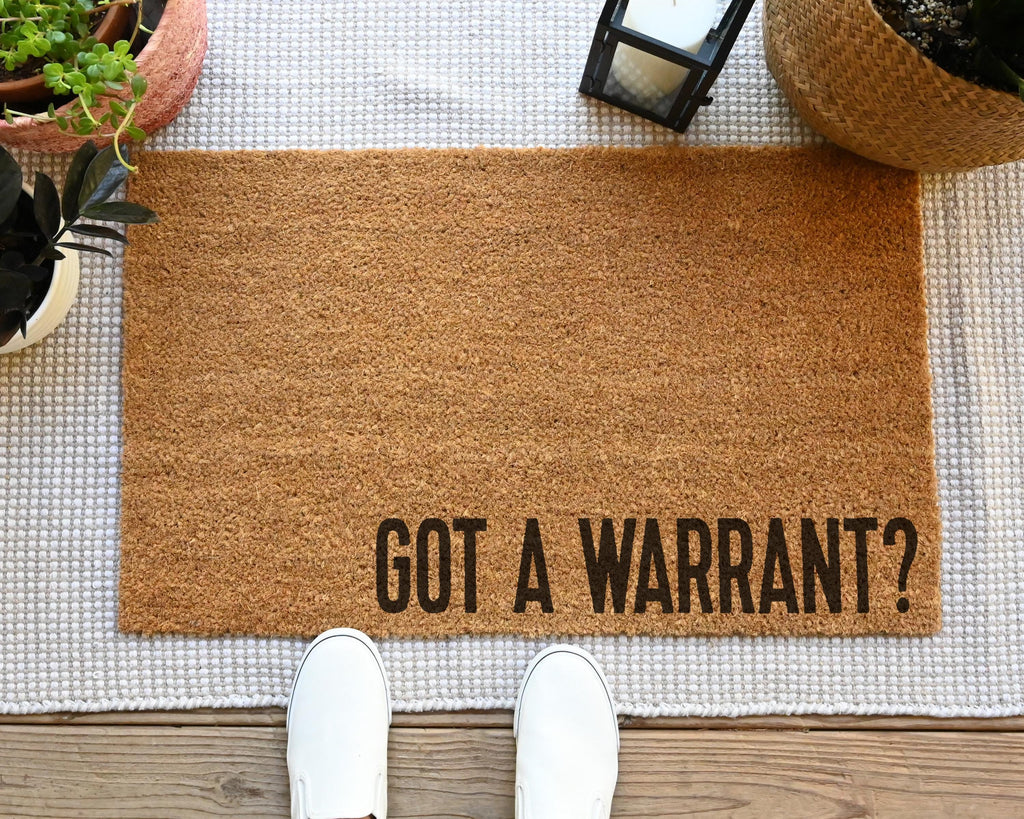 HamlinRowShop Come Back With a Warrant Coir Doormat Funny Welcome Mat