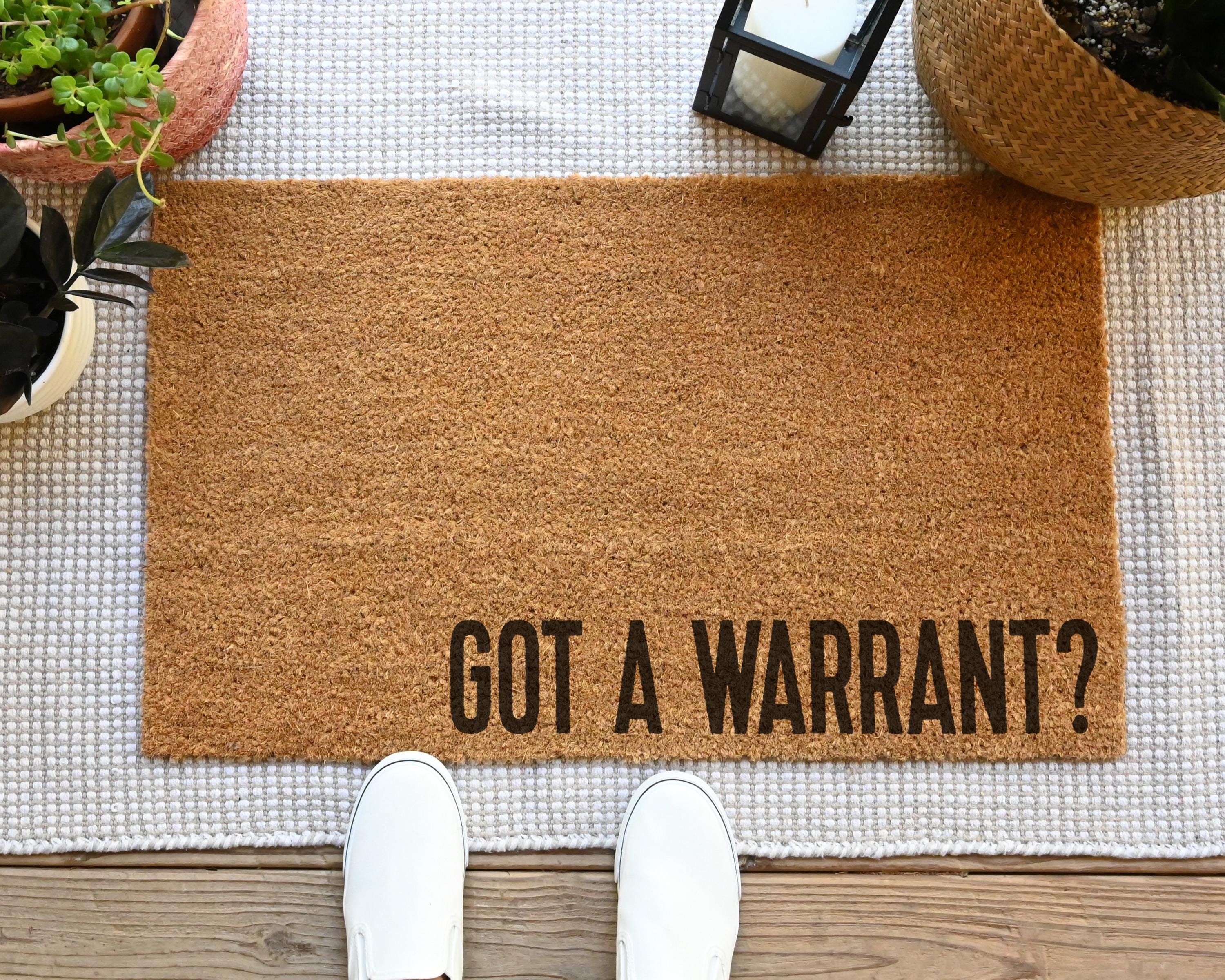 HamlinRowShop Come Back With a Warrant Coir Doormat Funny Welcome Mat
