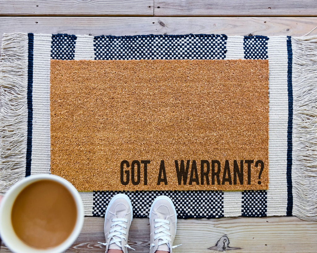 HamlinRowShop Come Back With a Warrant Coir Doormat Funny Welcome Mat