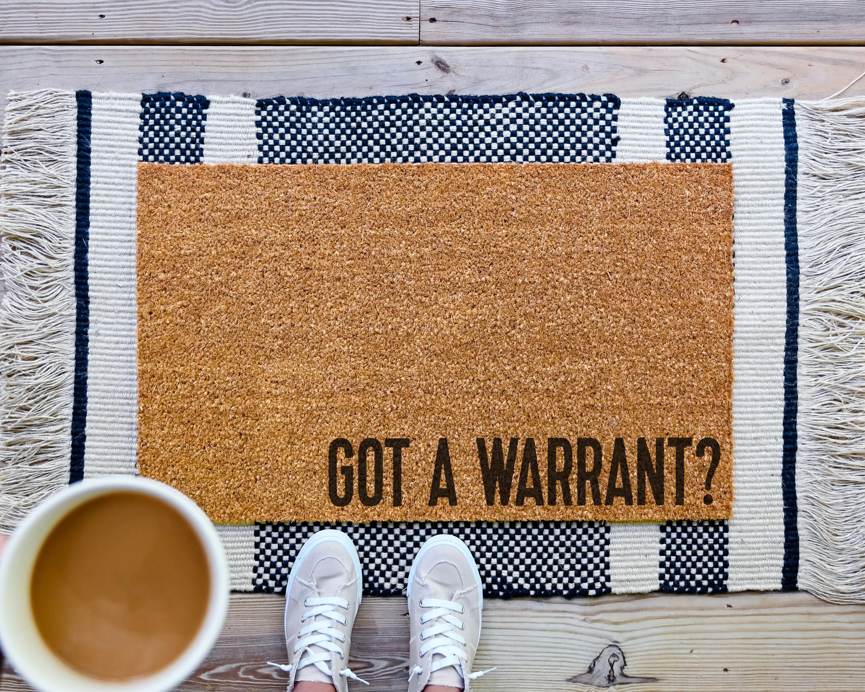 HamlinRowShop Come Back With a Warrant Coir Doormat Funny Welcome Mat