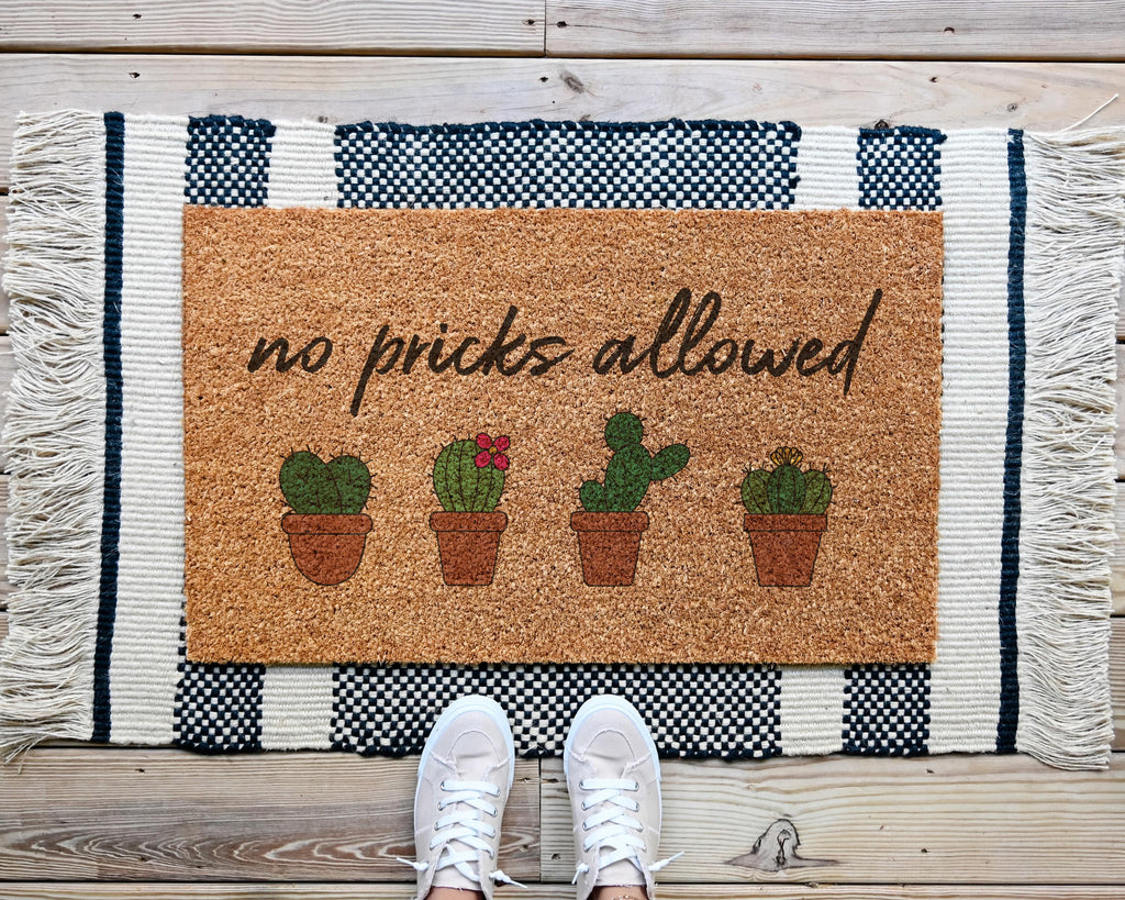 No Pricks Allowed Cactus Doormat Funny Welcome Mat