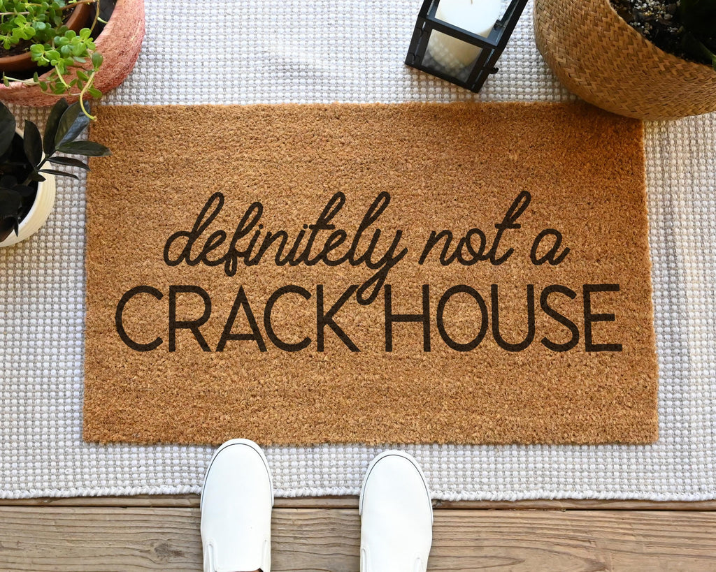 HamlinRowShop Definitely Not a Crack House Coir Doormat 18x30 In Black