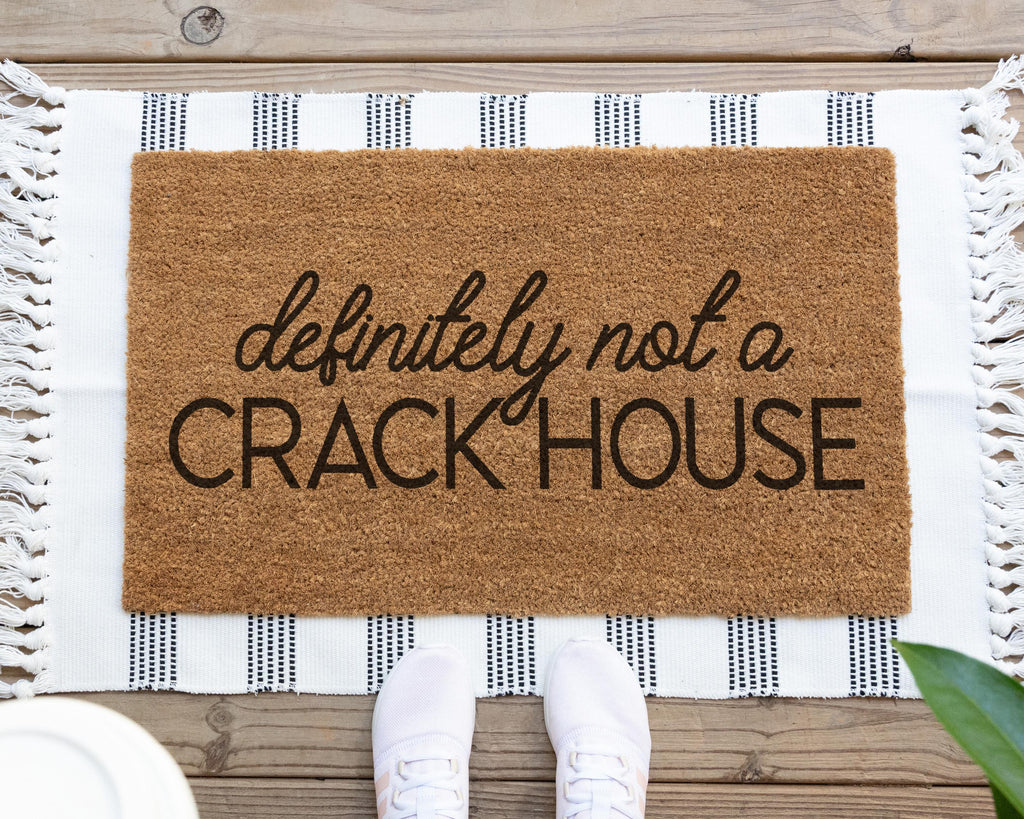 HamlinRowShop Definitely Not a Crack House Coir Doormat 18x30 In Black