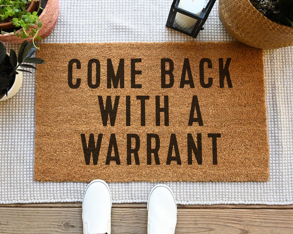 HamlinRowShop Come Back With A Warrant Coir Doormat Funny Welcome Mat