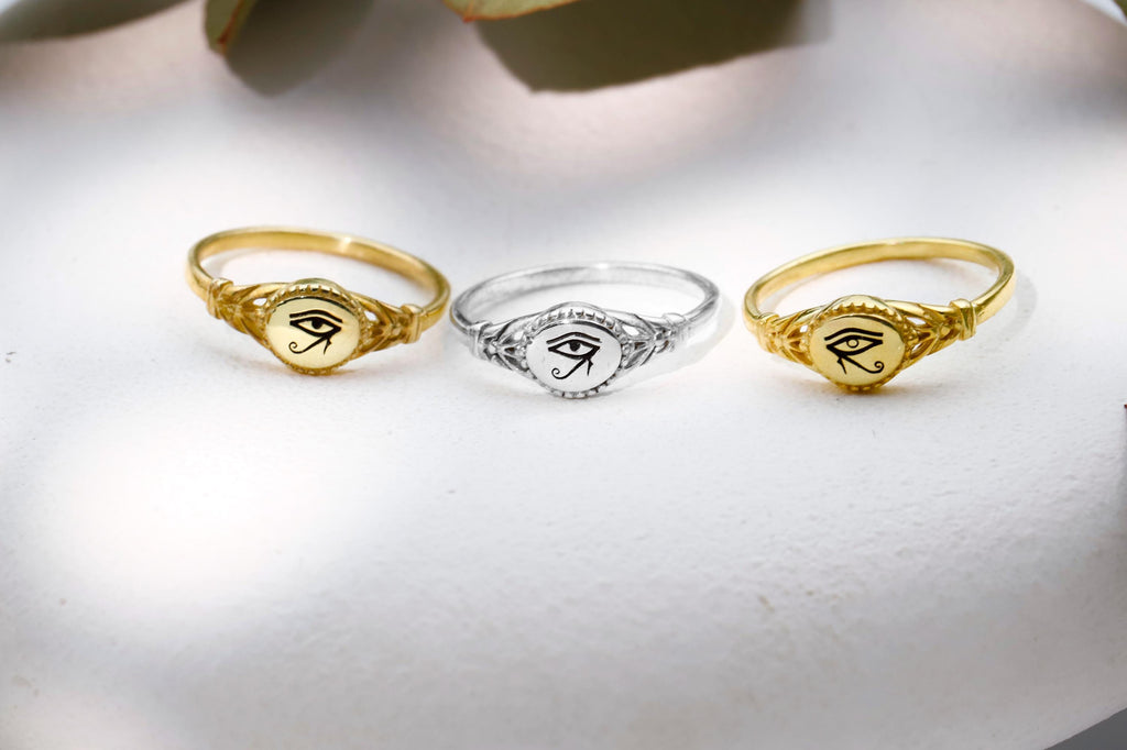 SilverGoldandRose Horus Eye Signet Ring 925 Sterling Silver Midi
