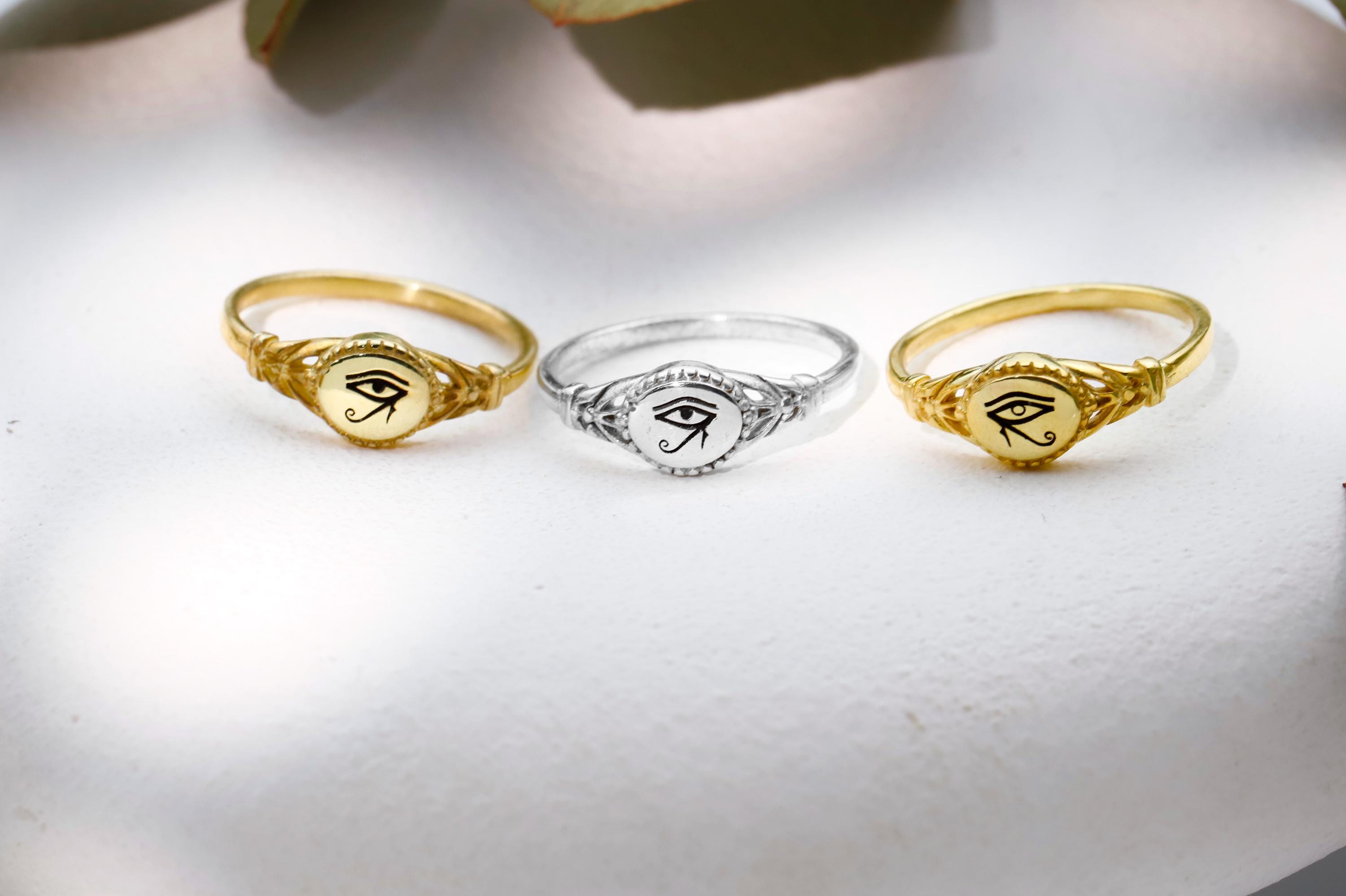 SilverGoldandRose Horus Eye Signet Ring 925 Sterling Silver Midi