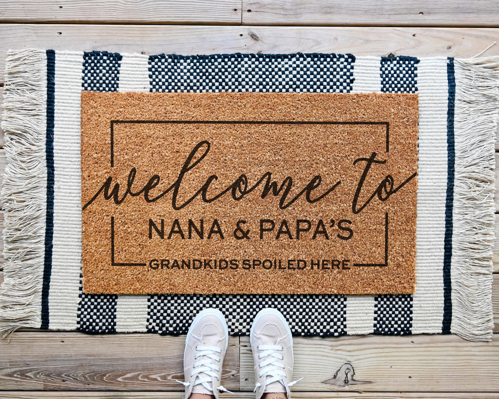Grandkids Welcome Here Personalized Coir Doormat Slip-Resistant