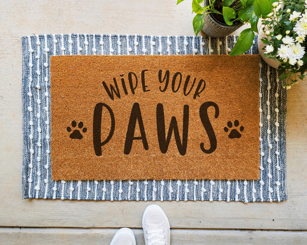 HamlinRowShop Wipe Your Paws Funny Dog Doormat Coir Welcome Mat