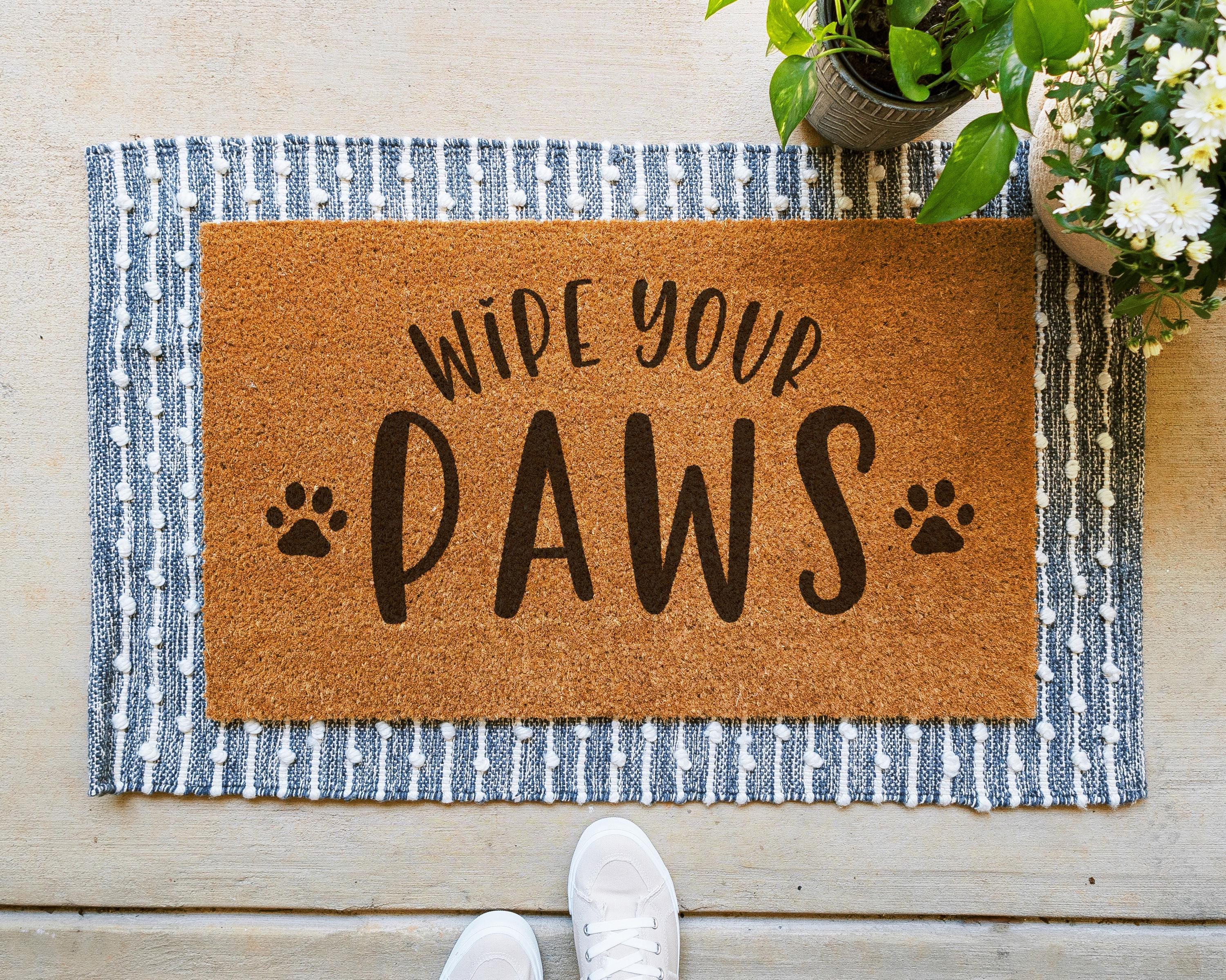 HamlinRowShop Wipe Your Paws Funny Dog Doormat Coir Welcome Mat