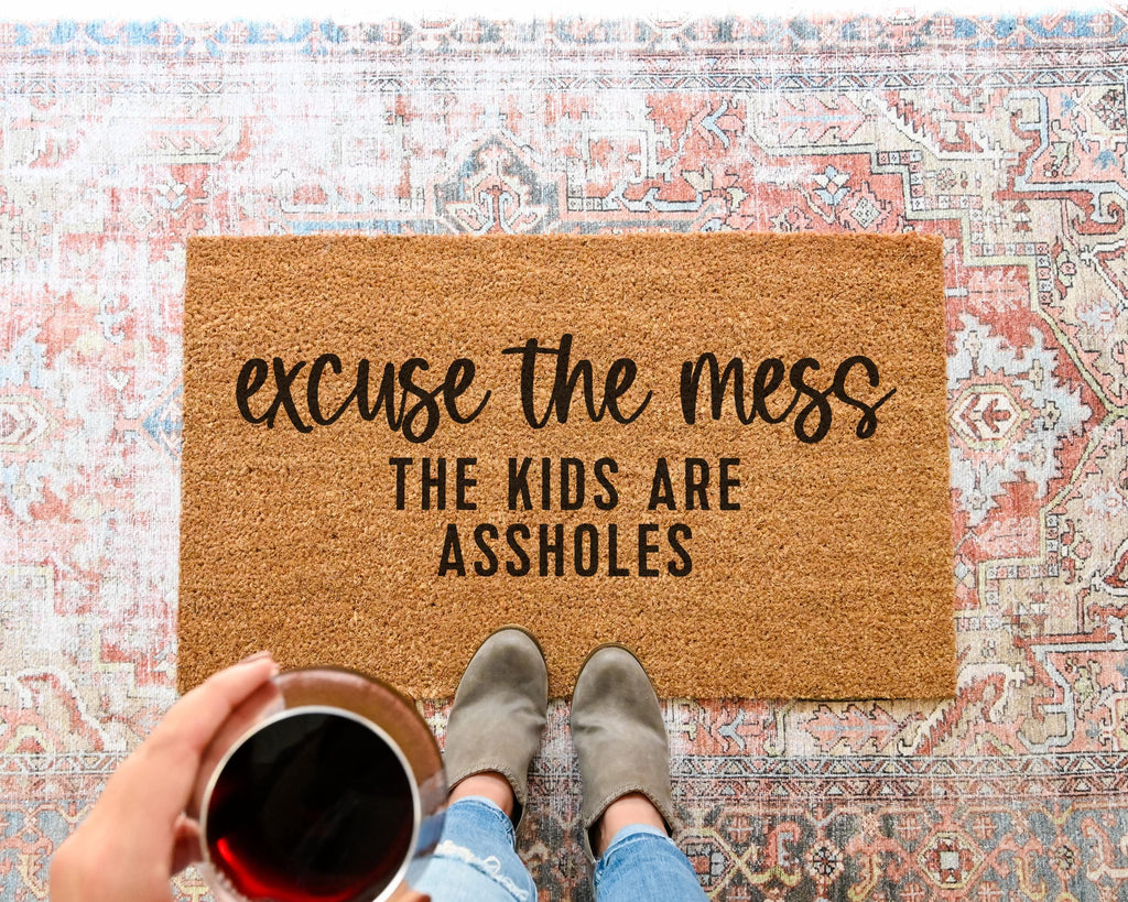 Excuse The Mess Coir Doormat Funny Welcome Mat Slip-Resistant