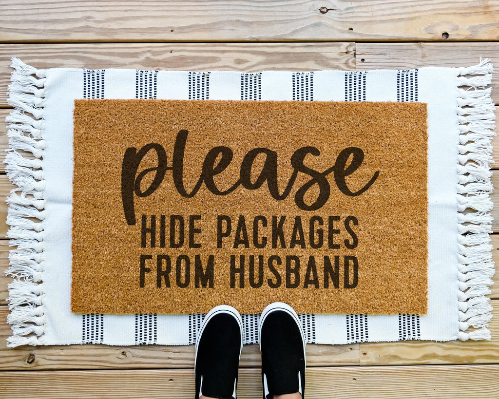 Funny Doormat Please Hide Packages from Husband Coir Natural Fiber