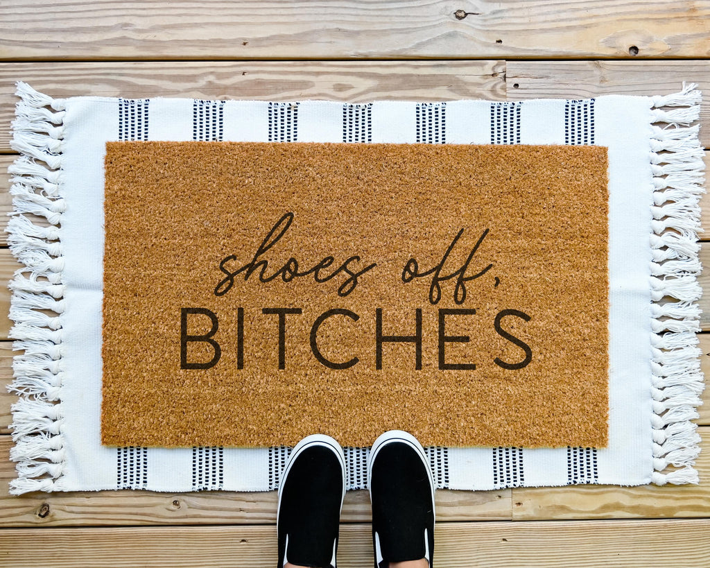 Shoes Off Bitches Coir Doormat Funny No Shoes Welcome Mat