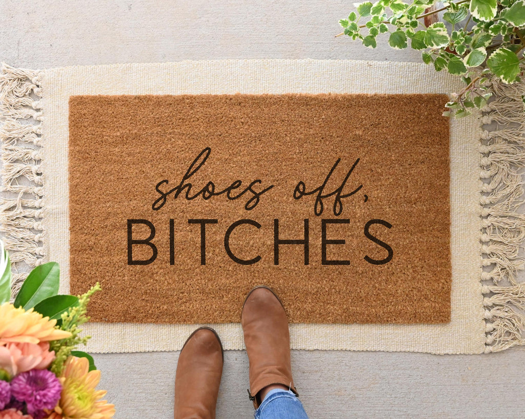 Shoes Off Bitches Coir Doormat Funny No Shoes Welcome Mat