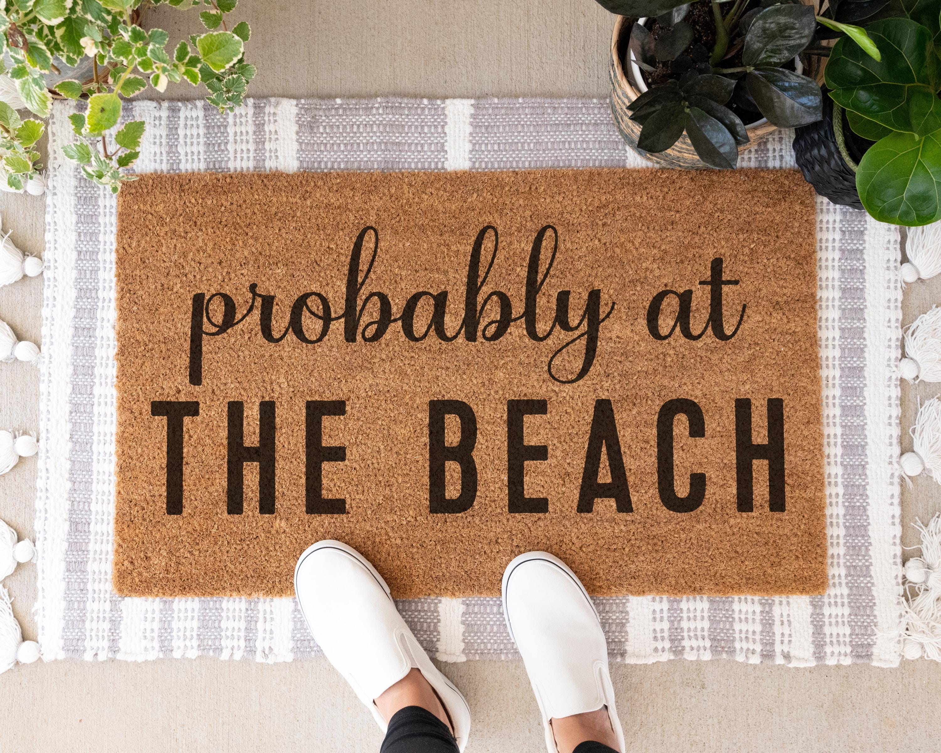 HamlinRowShop Probably At The Beach Coir Doormat Funny Welcome Mat