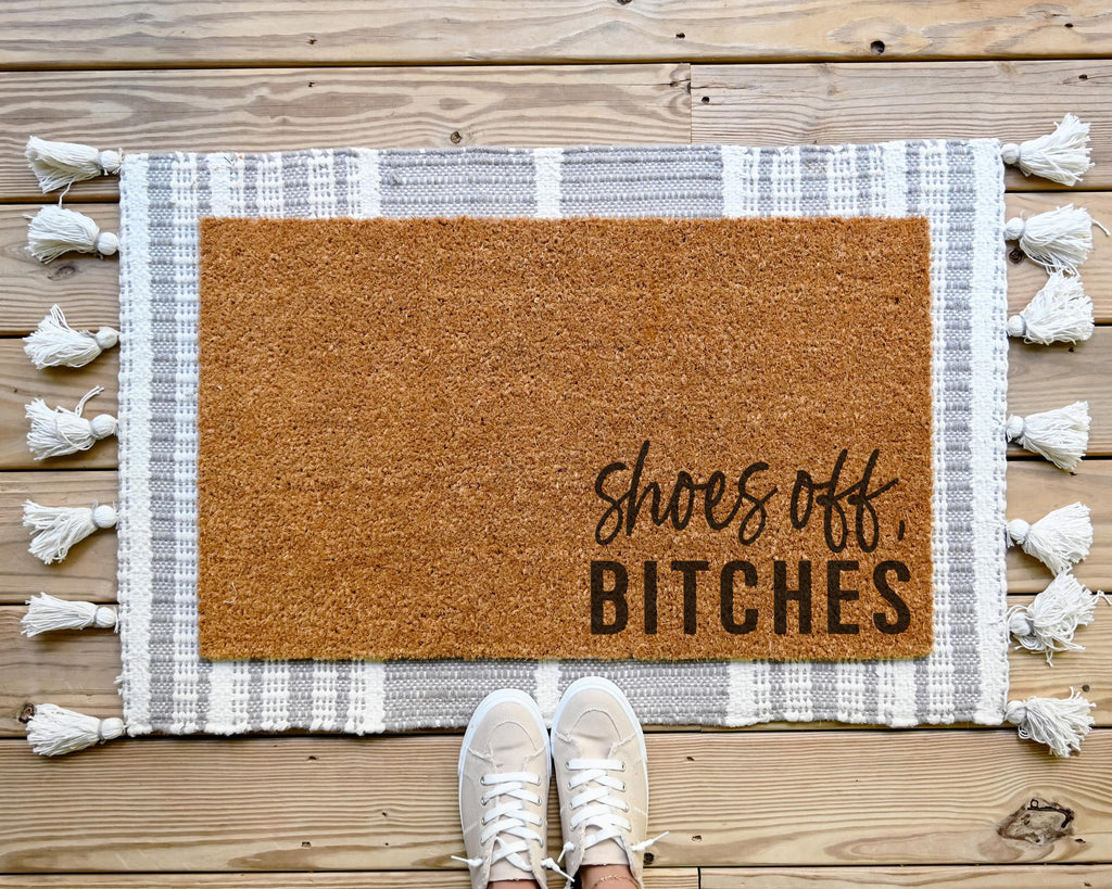 HamlinRowShop Shoes Off Bitches Funny Coir Doormat