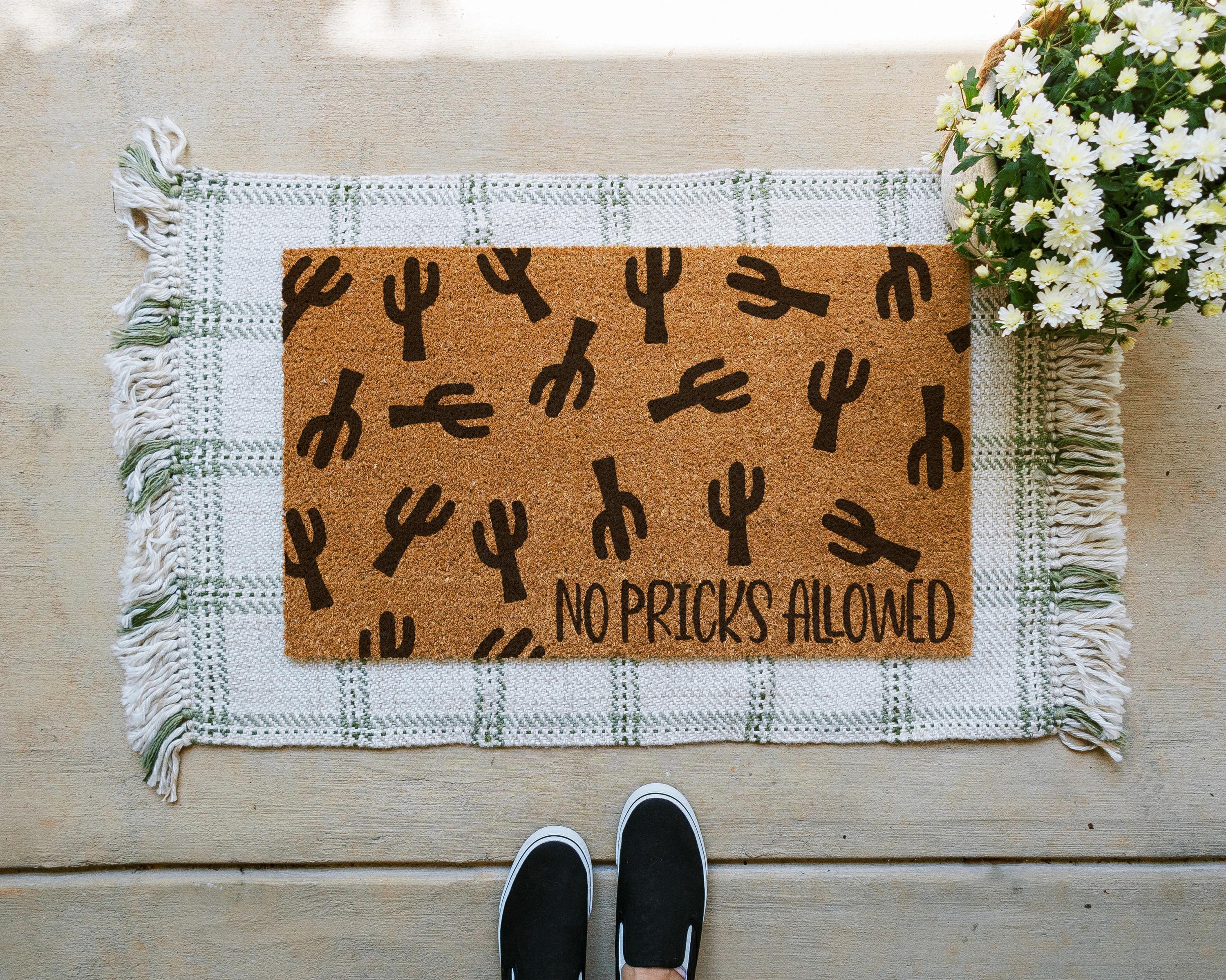HamlinRowShop No Pricks Allowed Coir Doormat Cactus Design