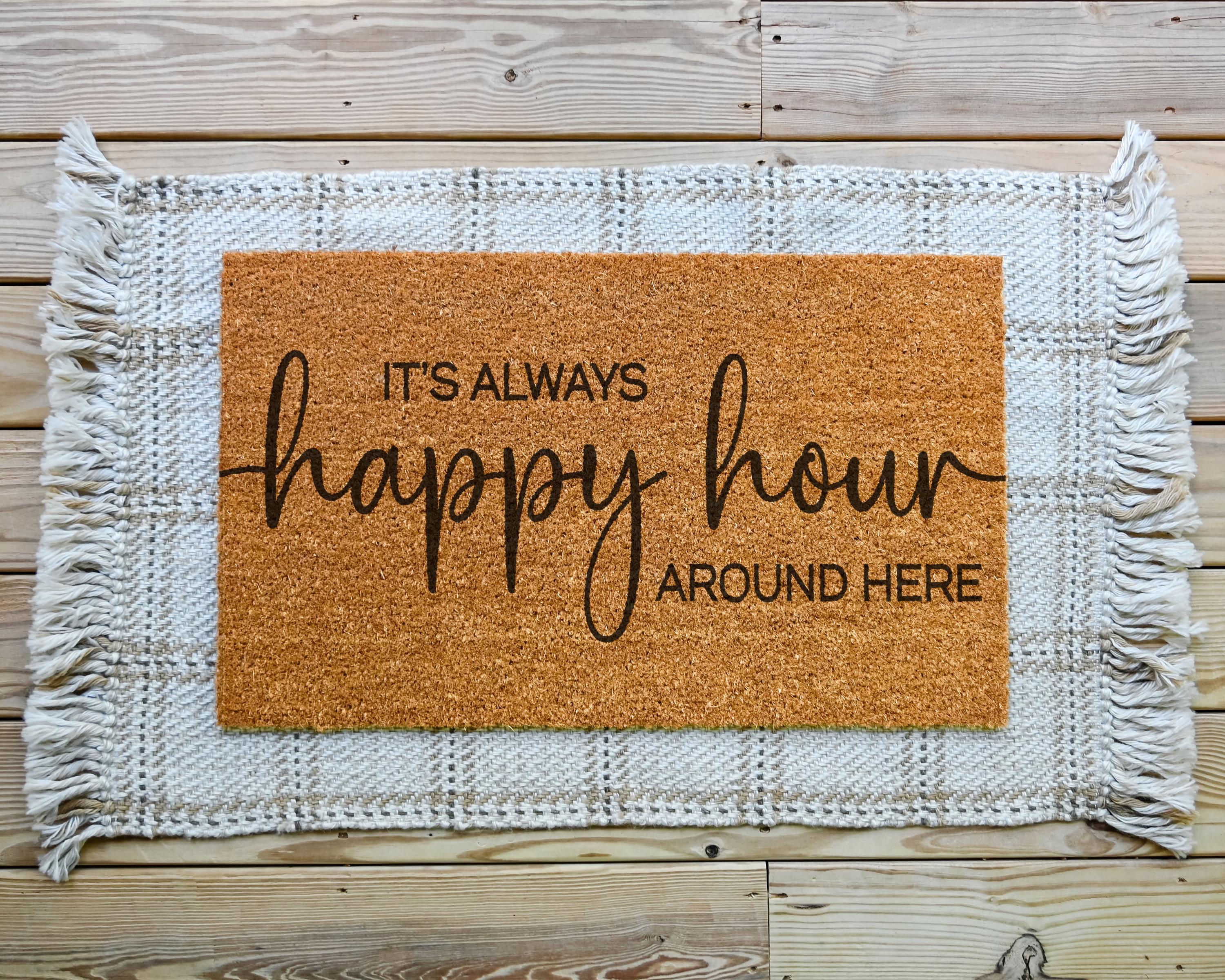HamlinRowShop Happy Hour Door Mat Coir 16 x 24 in