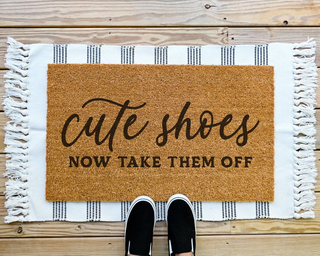 HamlinRowShop Cute Shoes Coir Doormat Natural Fiber Anti-Slip