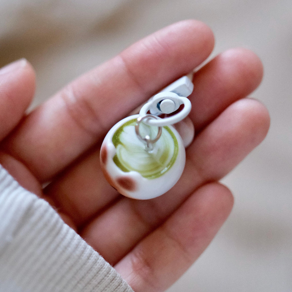 VanillaStarCafe Cat Espresso Latte Art Ceramic Keychain Charm