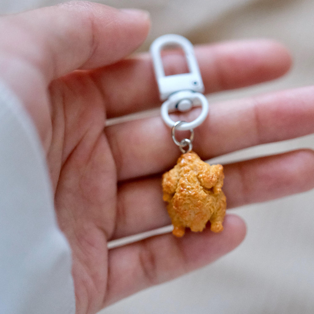 VanillaStarCafe Fried Chicken Charm Resin Keychain 1 Inch