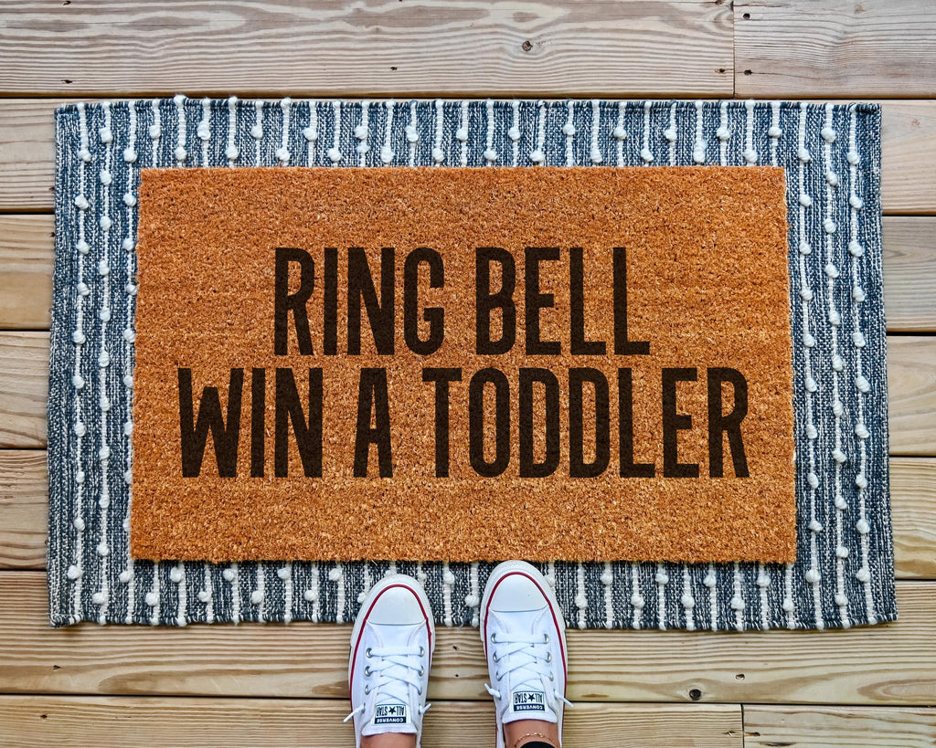 HamlinRowShop Ring Bell Win a Toddler Coir Doormat, Funny Welcome Mat