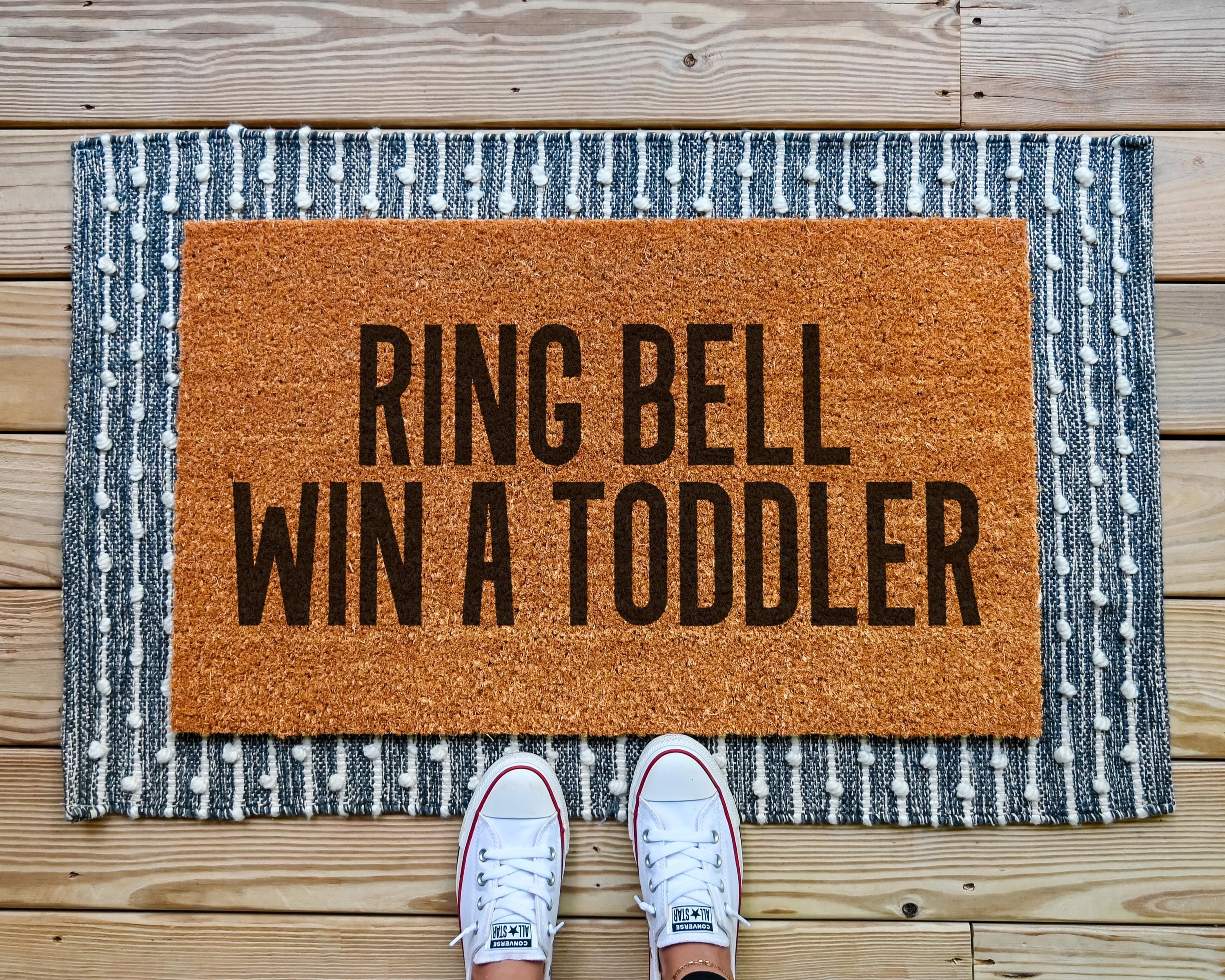 HamlinRowShop Ring Bell Win a Toddler Coir Doormat, Funny Welcome Mat