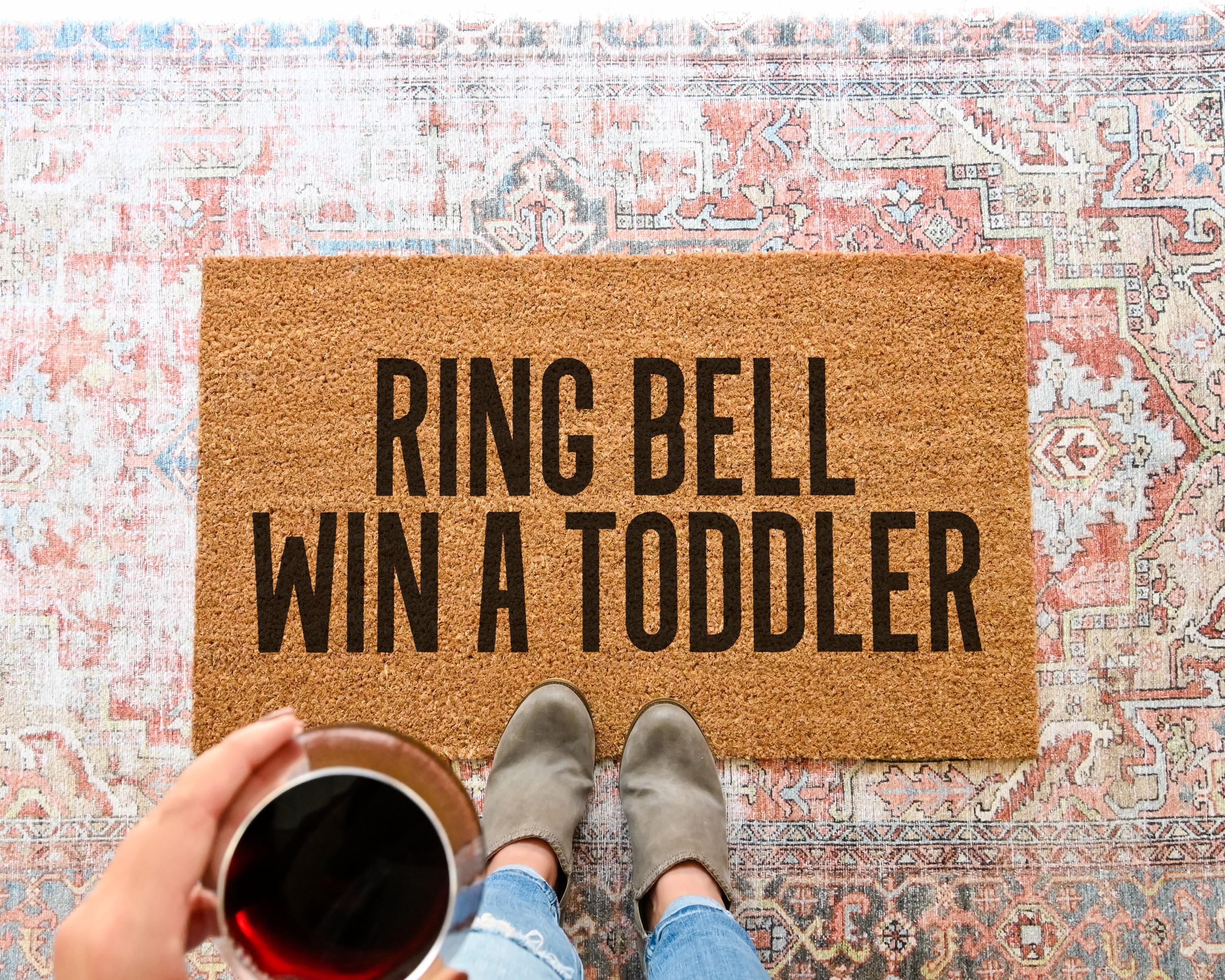 HamlinRowShop Ring Bell Win a Toddler Coir Doormat, Funny Welcome Mat