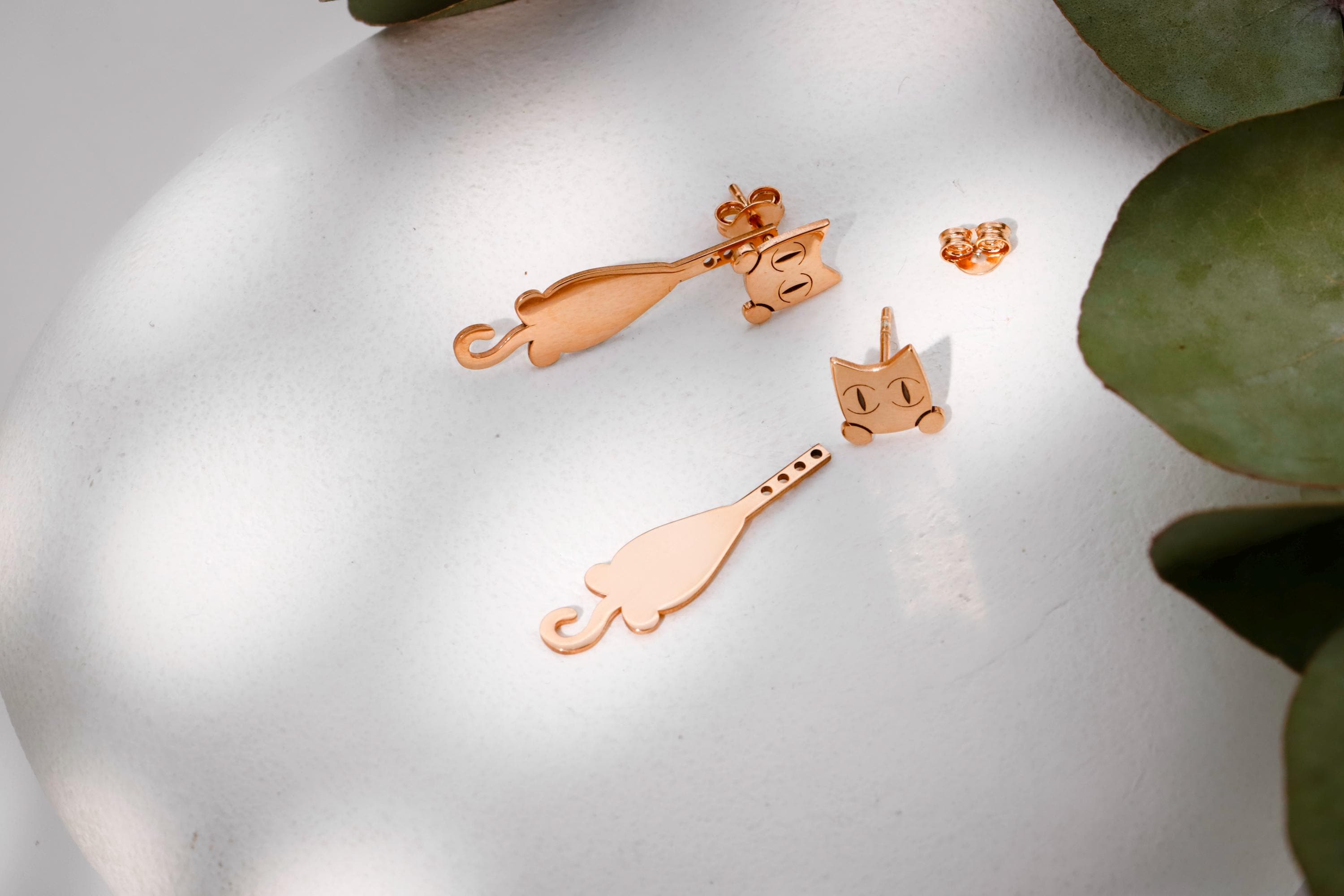 Sterling Silver Cat Ear Jacket Earrings: Pet Lover Gift