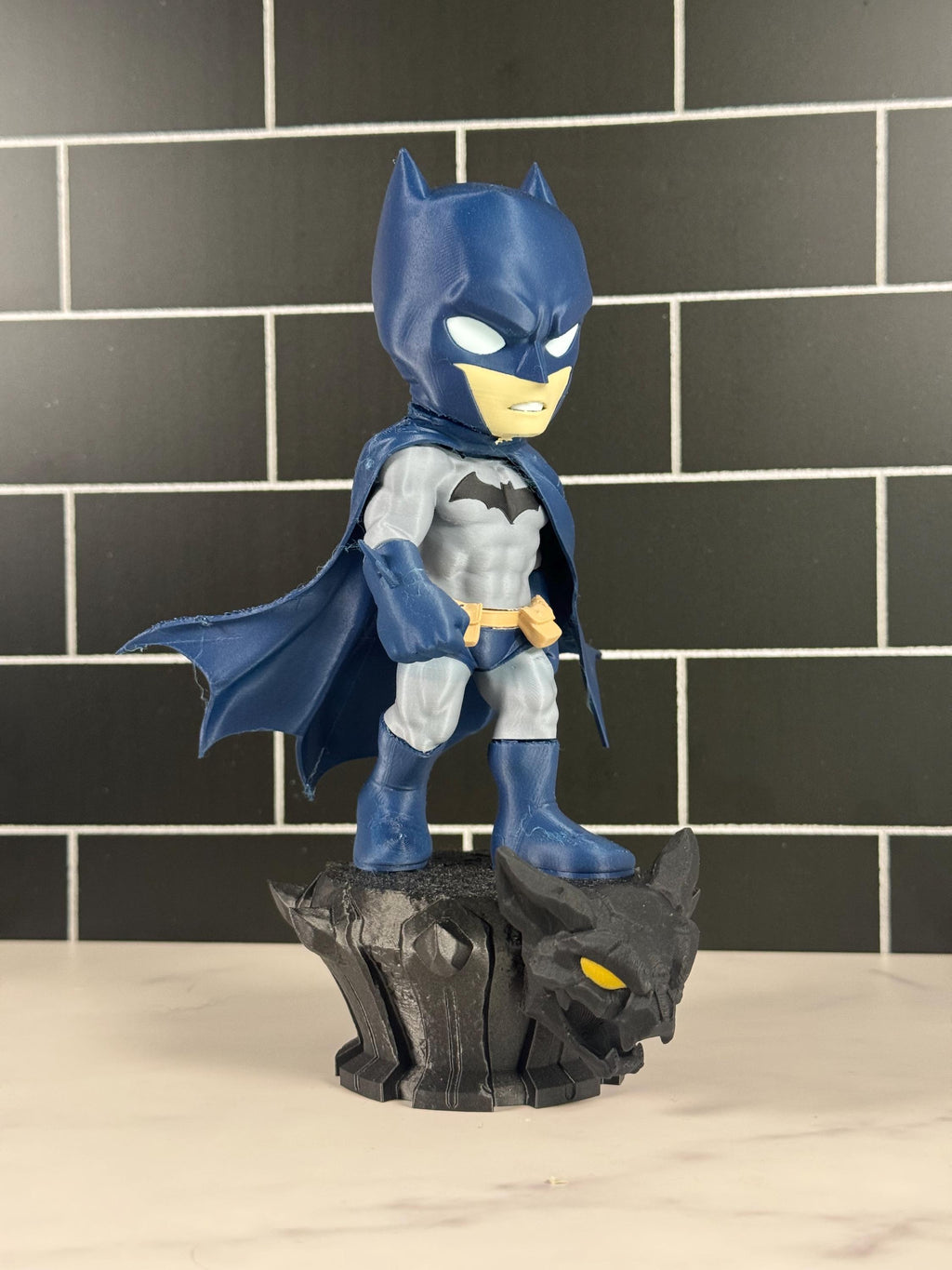 ComboMaker Bat-Mini Figurine 3D Printed Collectible 8in Blue Gray