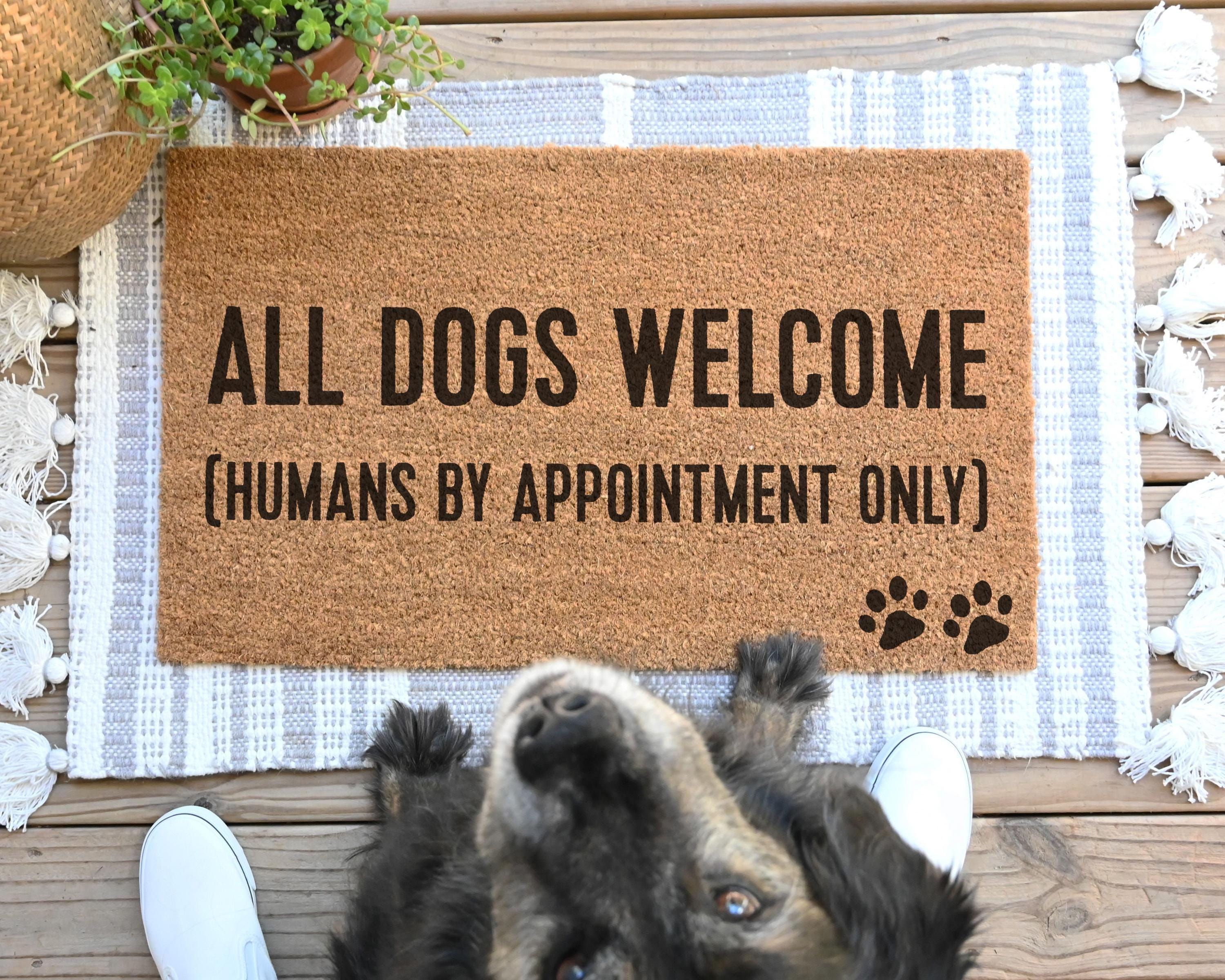 HamlinRowShop Funny Dog Welcome Mat: Humans By Appointment Only Coir Doormat