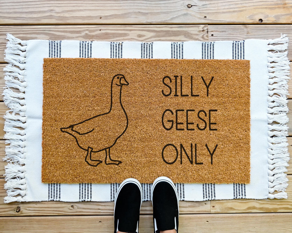 Silly Geese Only Coir Doormat: Funny Welcome Mat