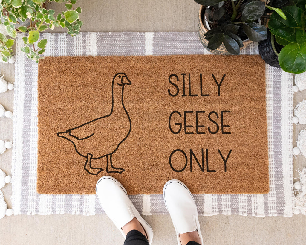 Silly Geese Only Coir Doormat: Funny Welcome Mat