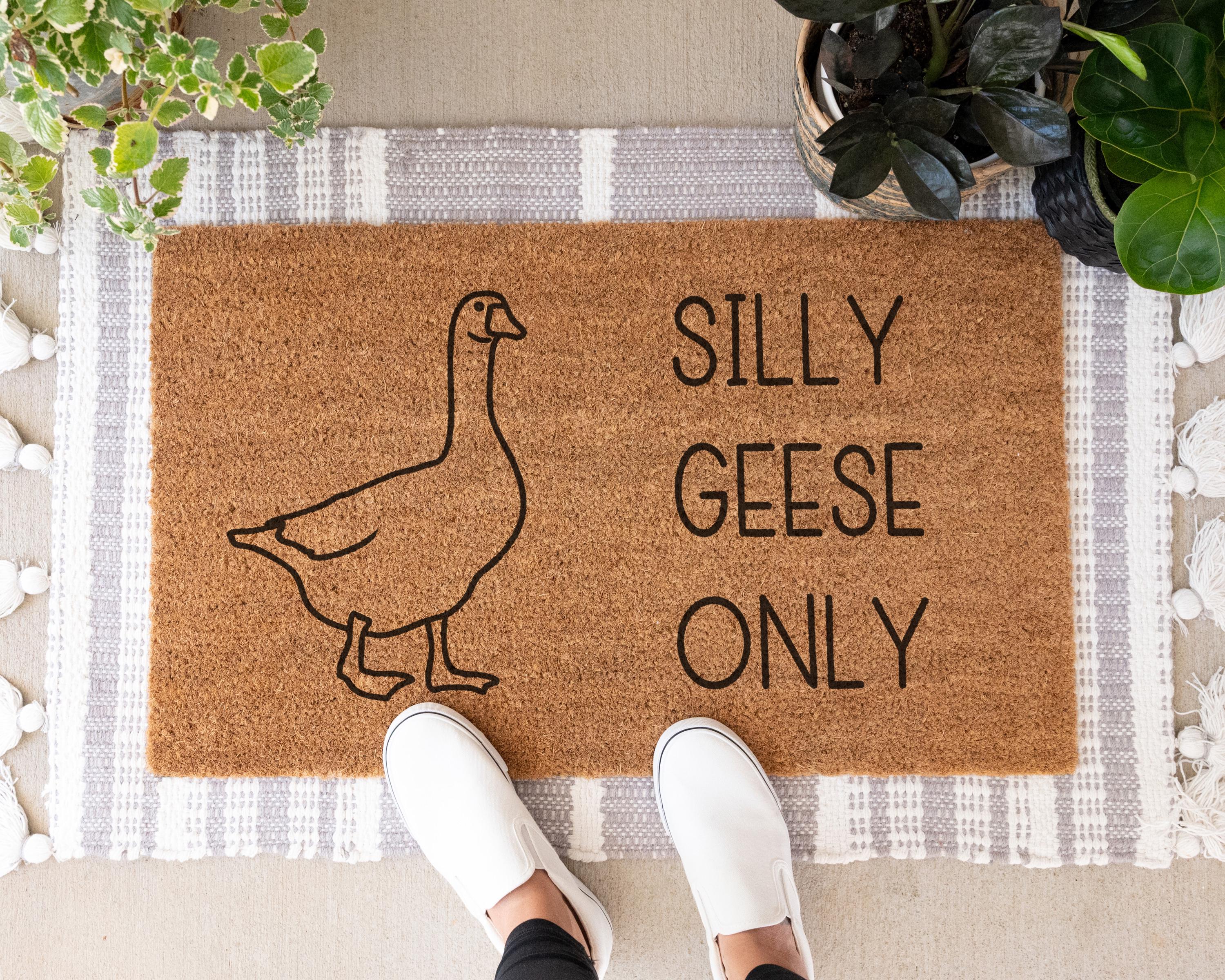 Silly Geese Only Coir Doormat: Funny Welcome Mat