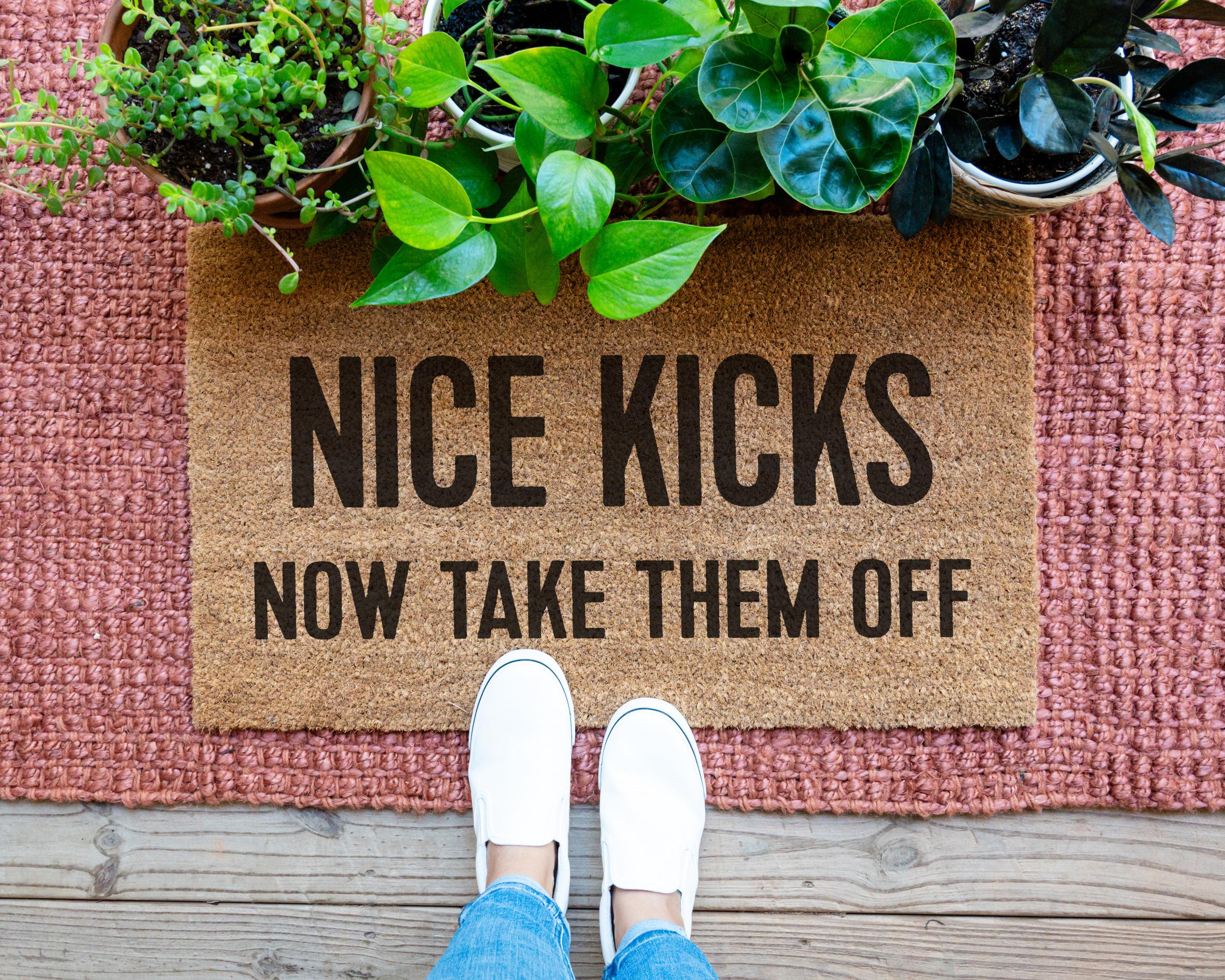 HamlinRowShop Funny Coir Doormat Nice Kicks