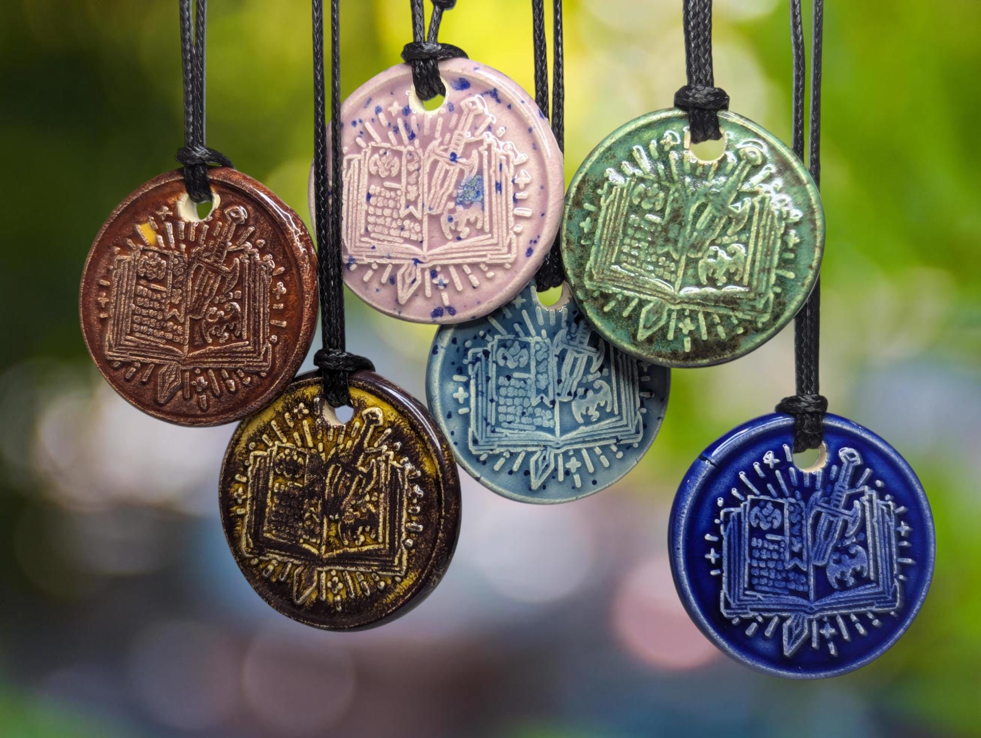 NoctemPottery Storybook Sword DND Ceramic Wax Seal Pendant Necklace Adjustable