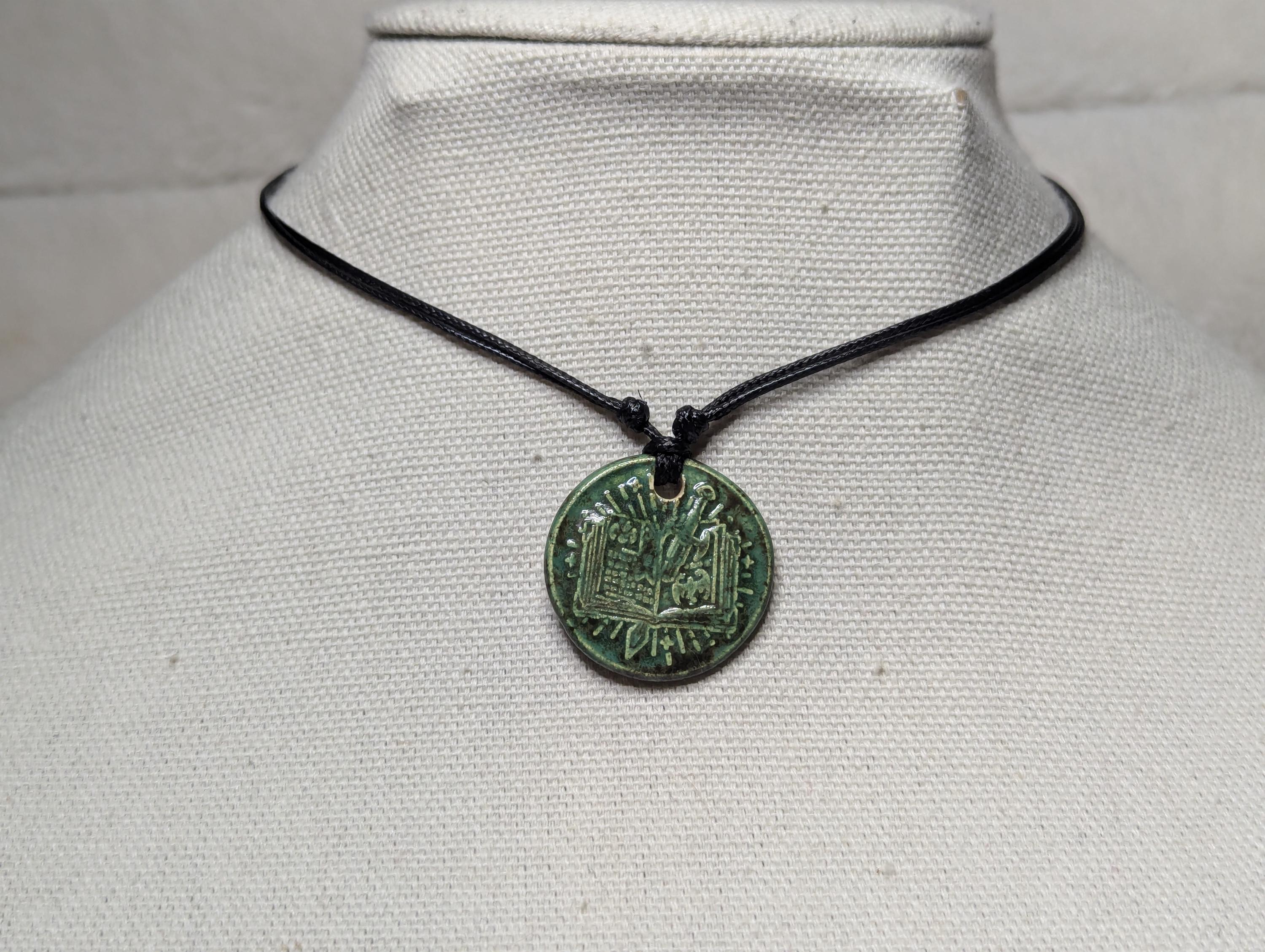NoctemPottery Storybook Sword DND Ceramic Wax Seal Pendant Necklace Adjustable