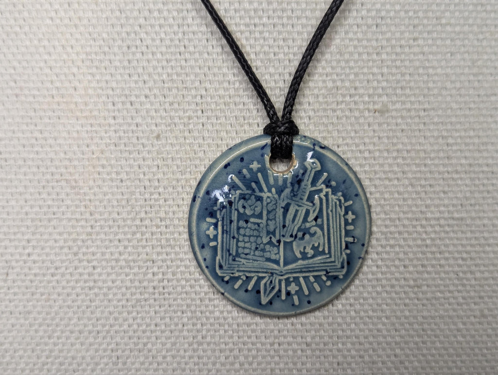 NoctemPottery Storybook Sword DND Ceramic Wax Seal Pendant Necklace Adjustable