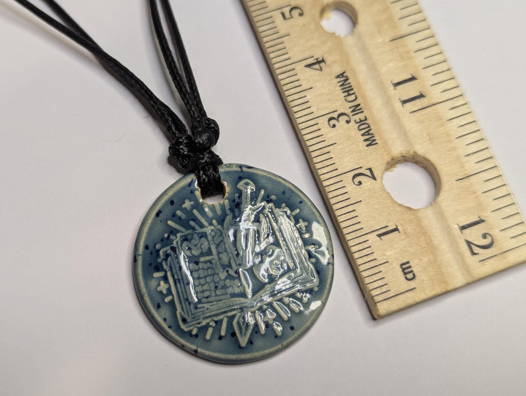 NoctemPottery Storybook Sword DND Ceramic Wax Seal Pendant Necklace Adjustable