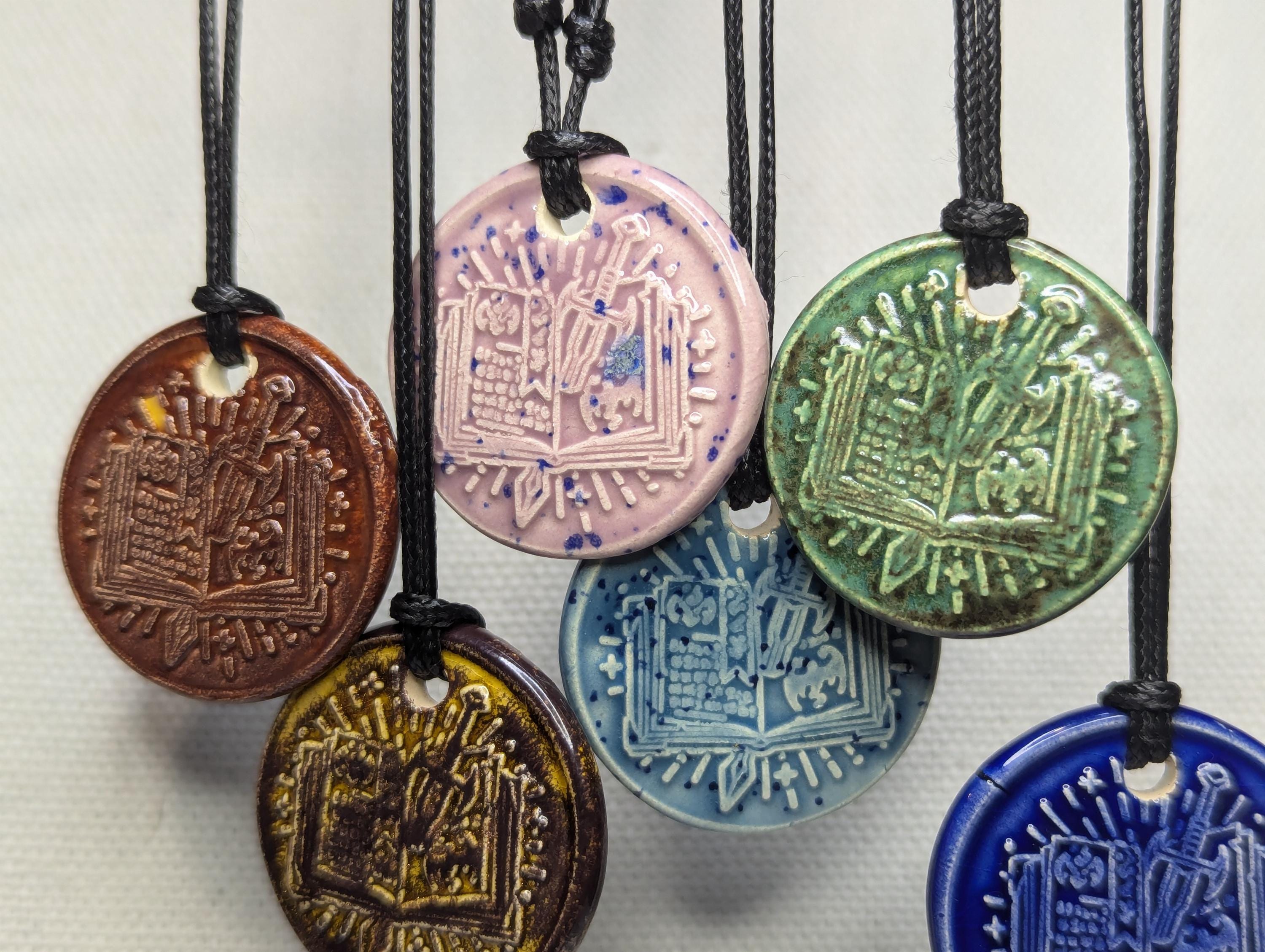 NoctemPottery Storybook Sword DND Ceramic Wax Seal Pendant Necklace Adjustable
