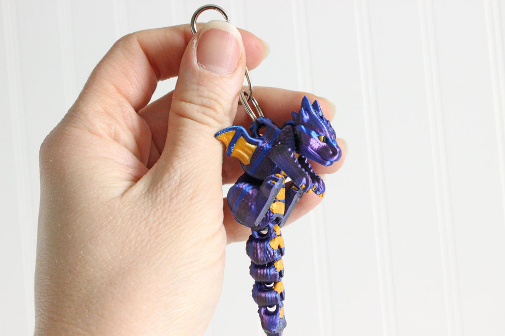 DelightfullyDutch Dragon Keychain 5.4in 3D Printed Black