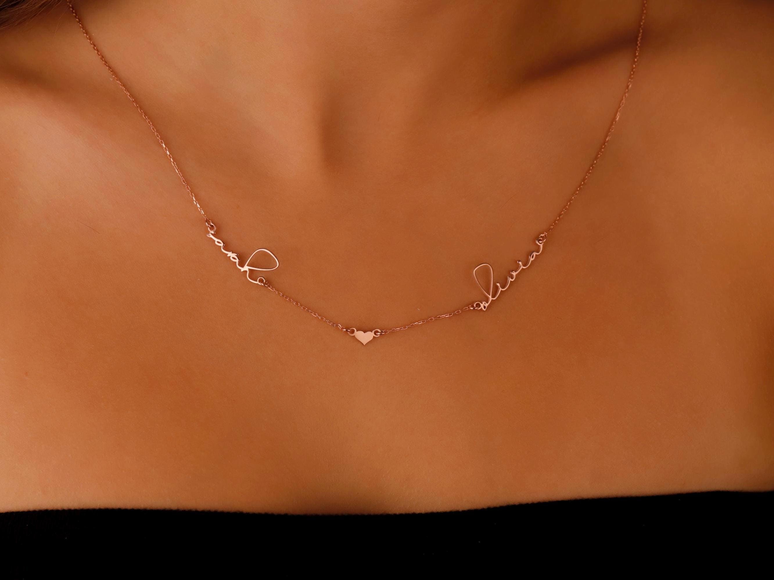 SilverGoldandRose Personalized Two-Name Sterling Silver Couple Necklace