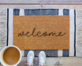 Cursive Welcome Doormat: Natural Coir Front Porch Decor