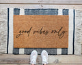 HamlinRowShop Good Vibes Only Coir Doormat Natural Coir Slip-Resistant Rubber Backing