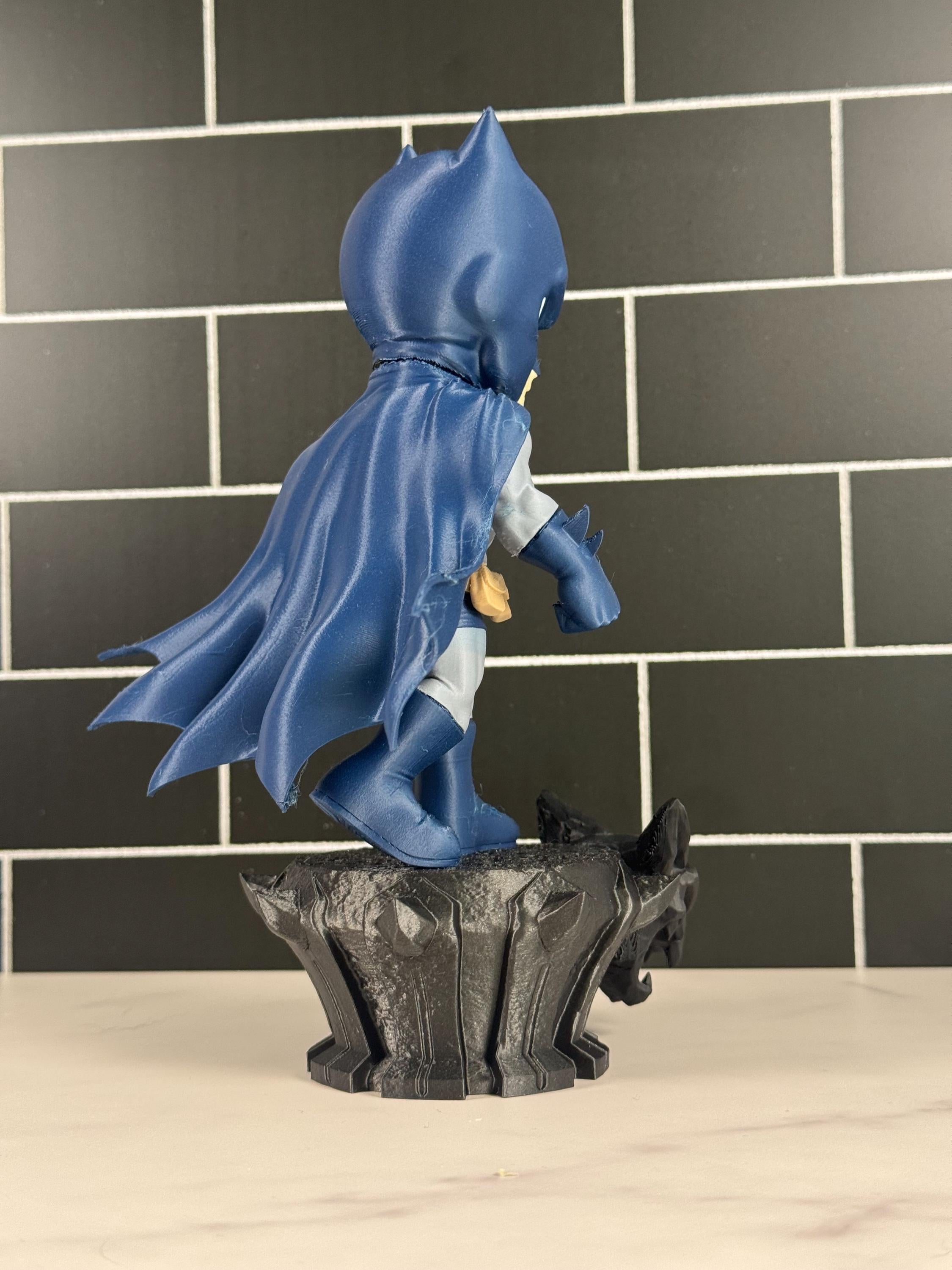 ComboMaker Bat-Mini Figurine 3D Printed Collectible 8in Blue Gray